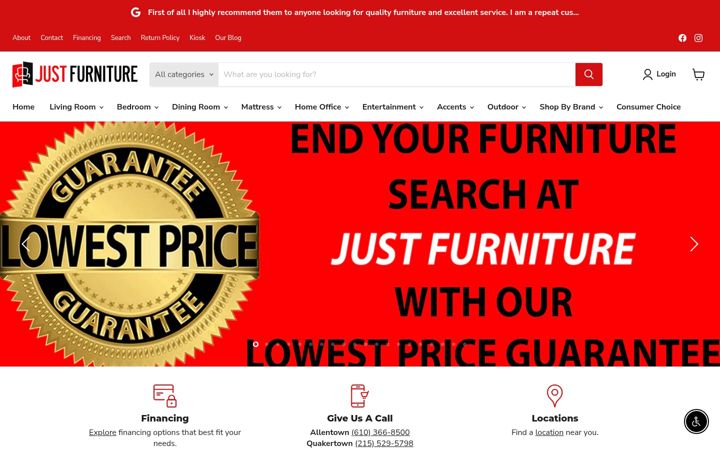 Screenshot von justfurnitureonline.com