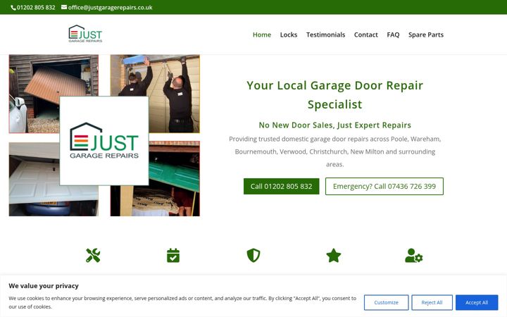 Screenshot of justgaragerepairs.co.uk
