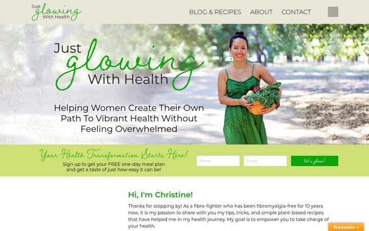 Screenshot of justglowingwithhealth.com