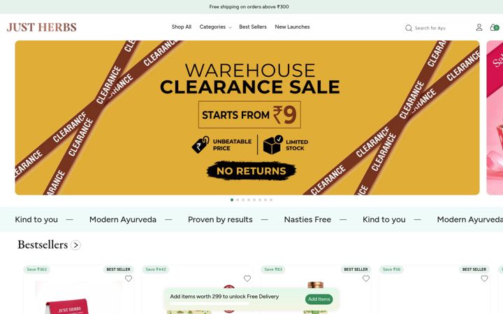 Screenshot of justherbs.in