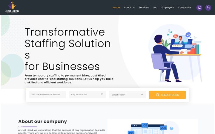 Screenshot van justhired.co.in