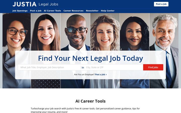 Screenshot of justia.jobs