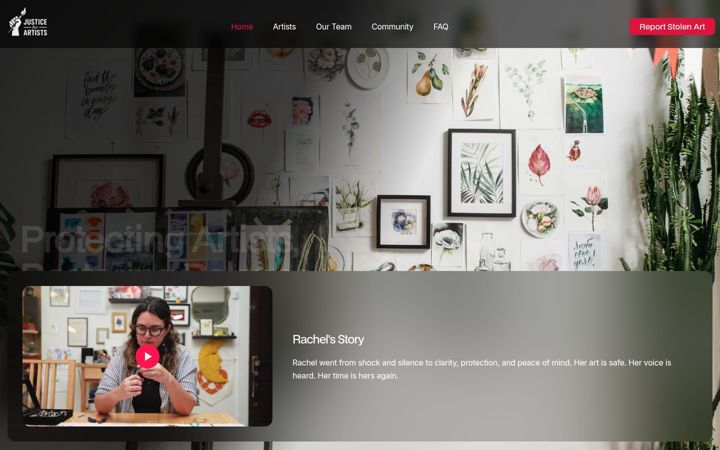 Screenshot of justice4artists.com