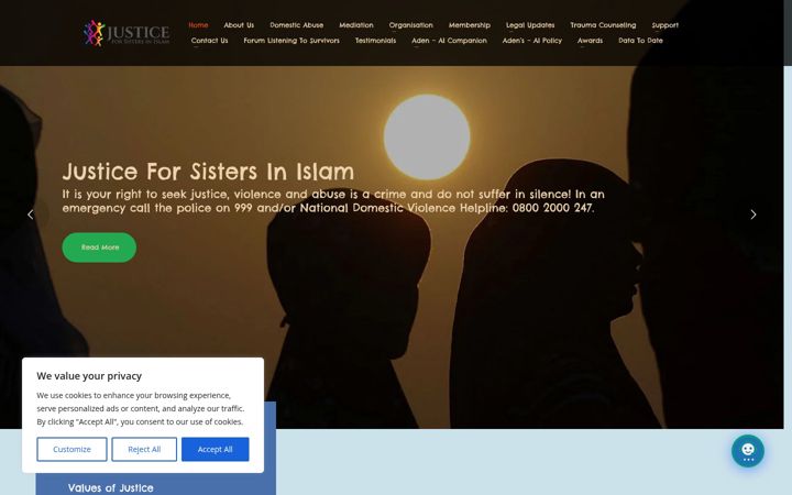 Screenshot of justiceforsistersinislam.com