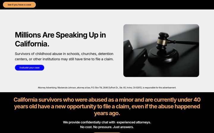 Screenshot of justiceforsurvivors.org