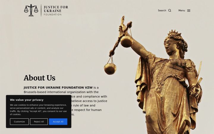 Screenshot of justiceforukrainefund.org