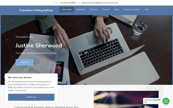 Screenshot of justinesherwood.com