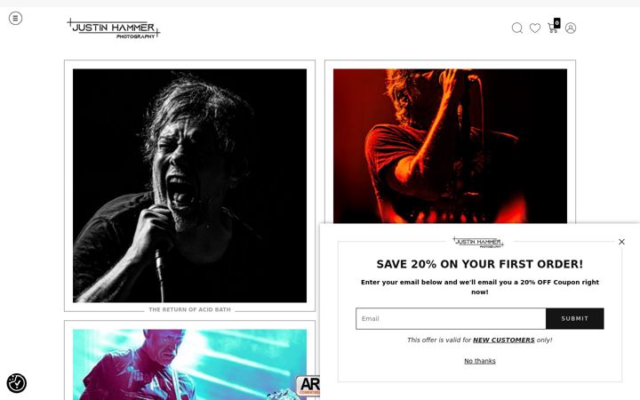 Screenshot of justinhammerphotography.com