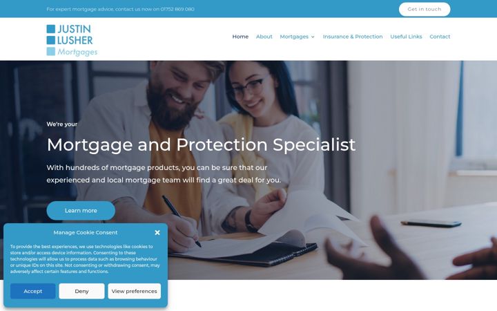Screenshot of justinlushermortgages.co.uk