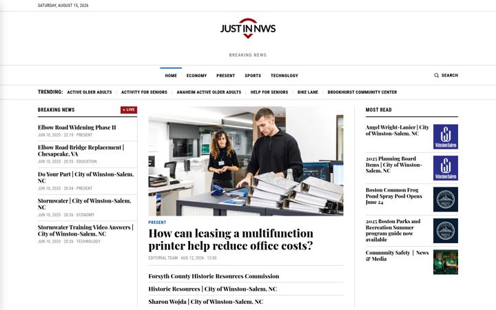 Screenshot of justinnws.com