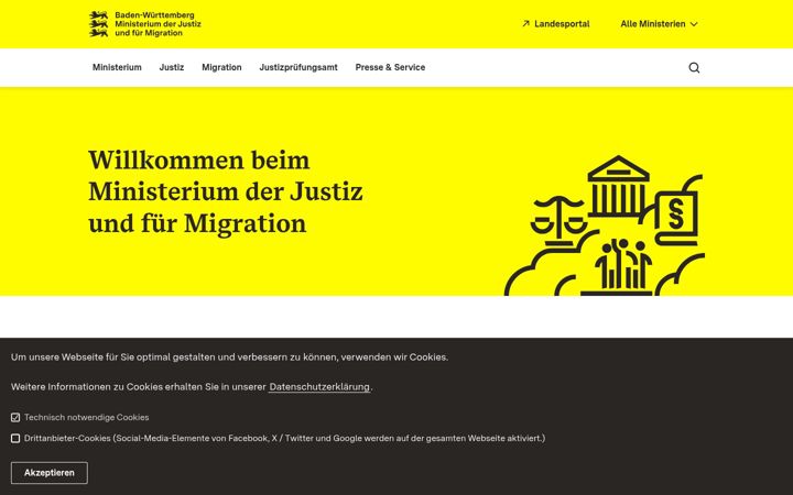 Screenshot of justiz-bw.de