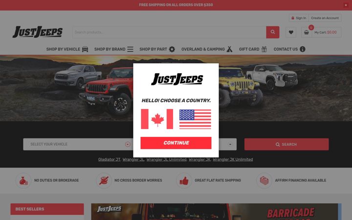 Screenshot of justjeeps.com