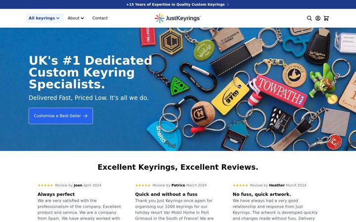 Screenshot of justkeyrings.co.uk