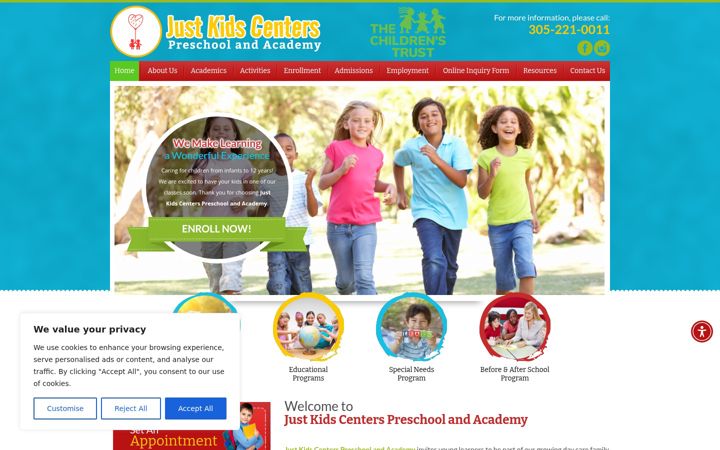 Screenshot of justkidscenters.org