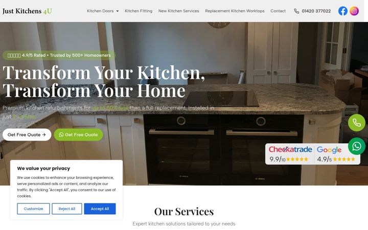 Screenshot of justkitchens4u.com