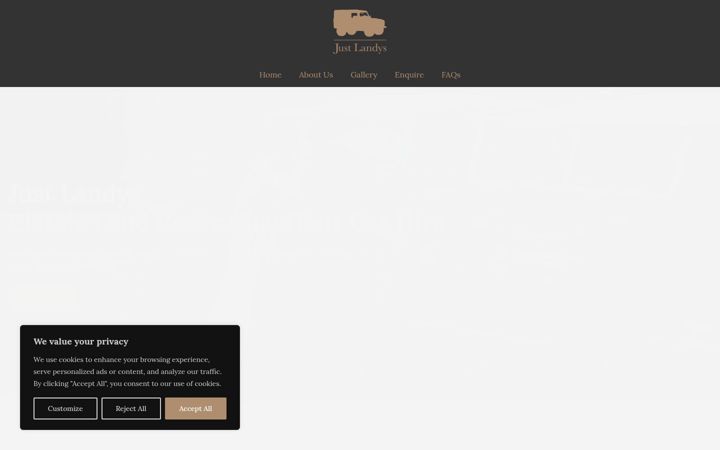 Screenshot of justlandys.co.uk