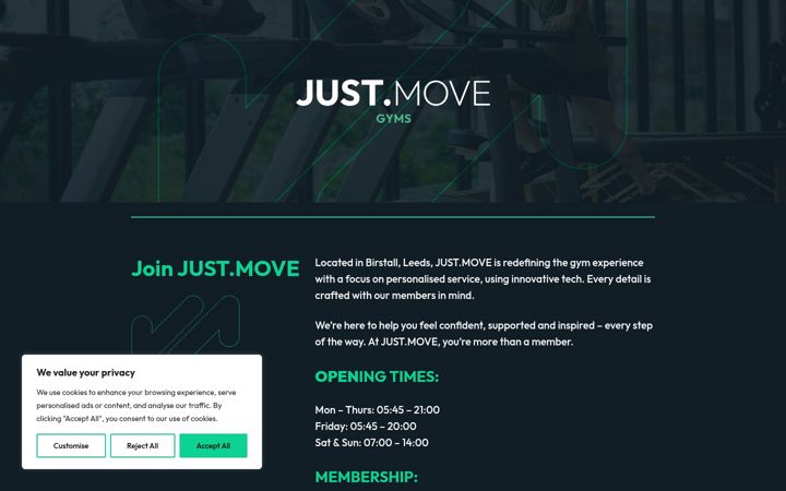 Screenshot of justmovegyms.co.uk