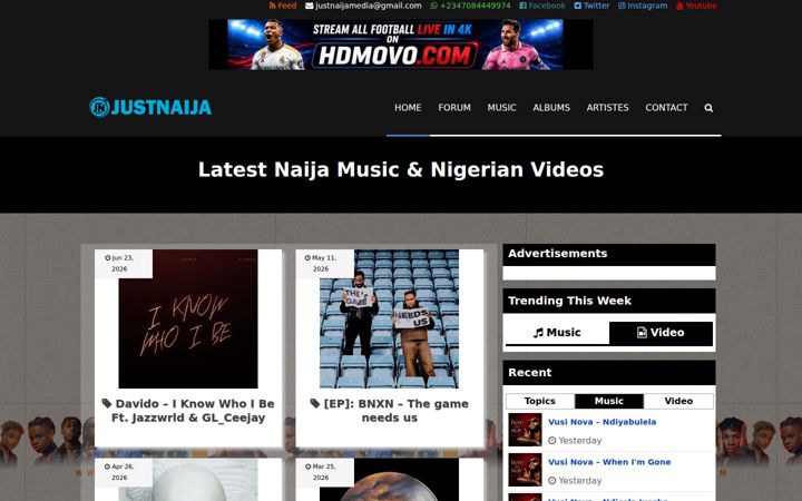 Screenshot of justnaija.com