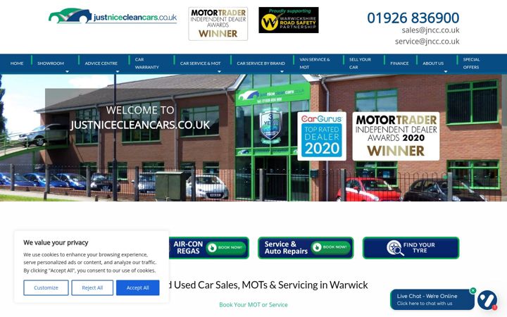 Screenshot of justnicecleancars.co.uk