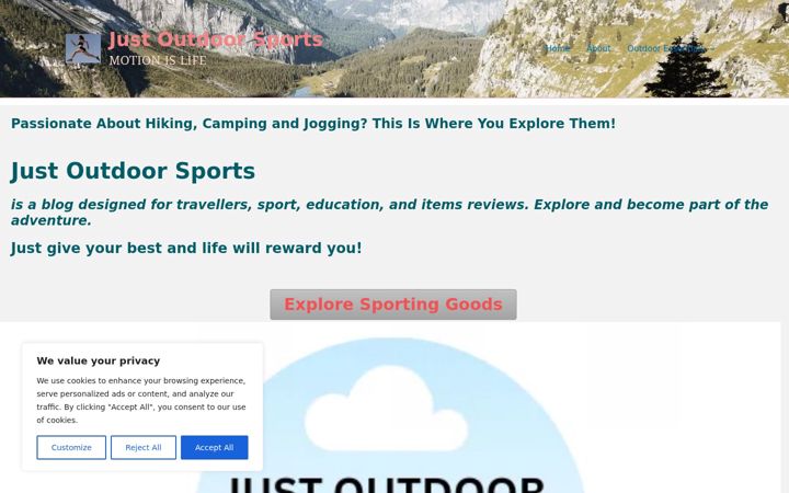 Screenshot of justoutdoorsports.com