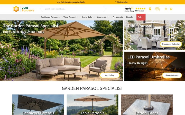 Screenshot of justparasols.co.uk