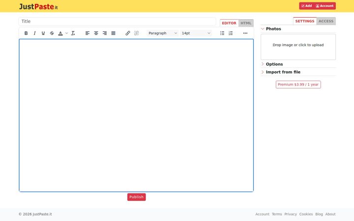 Screenshot of justpaste.it