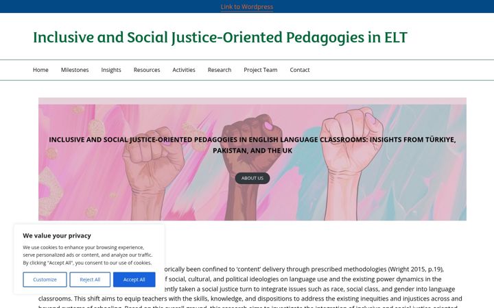 Screenshot of justpedagogies.stir.ac.uk