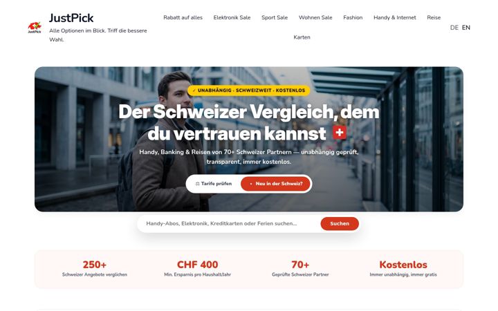 Screenshot of justpick.ch