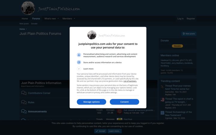 Screenshot of justplainpolitics.com