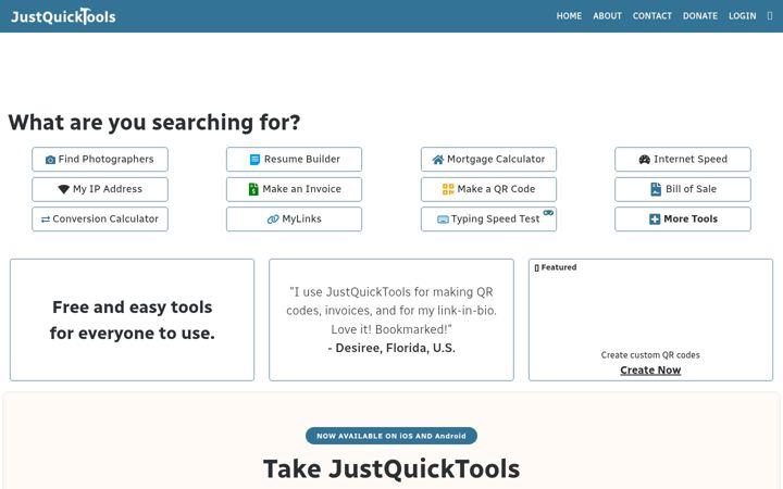 Screenshot of justquicktools.com