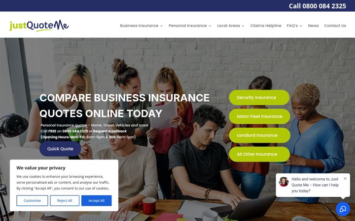 Screenshot of justquoteme.co.uk