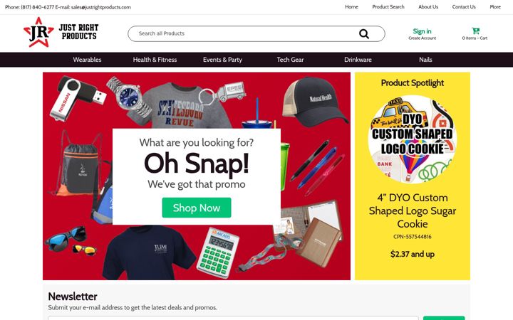 Screenshot of justrightproducts.com