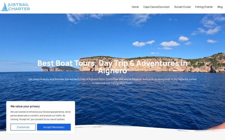Screenshot of justsailcharter.com