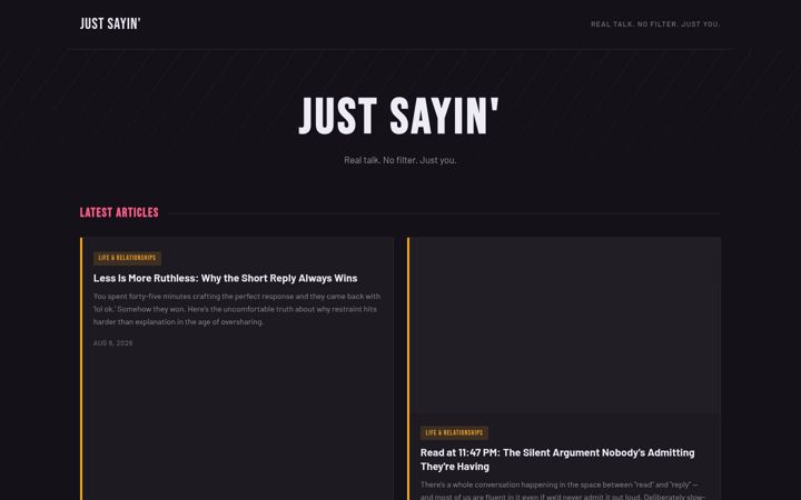 Screenshot of justsayinapp.com