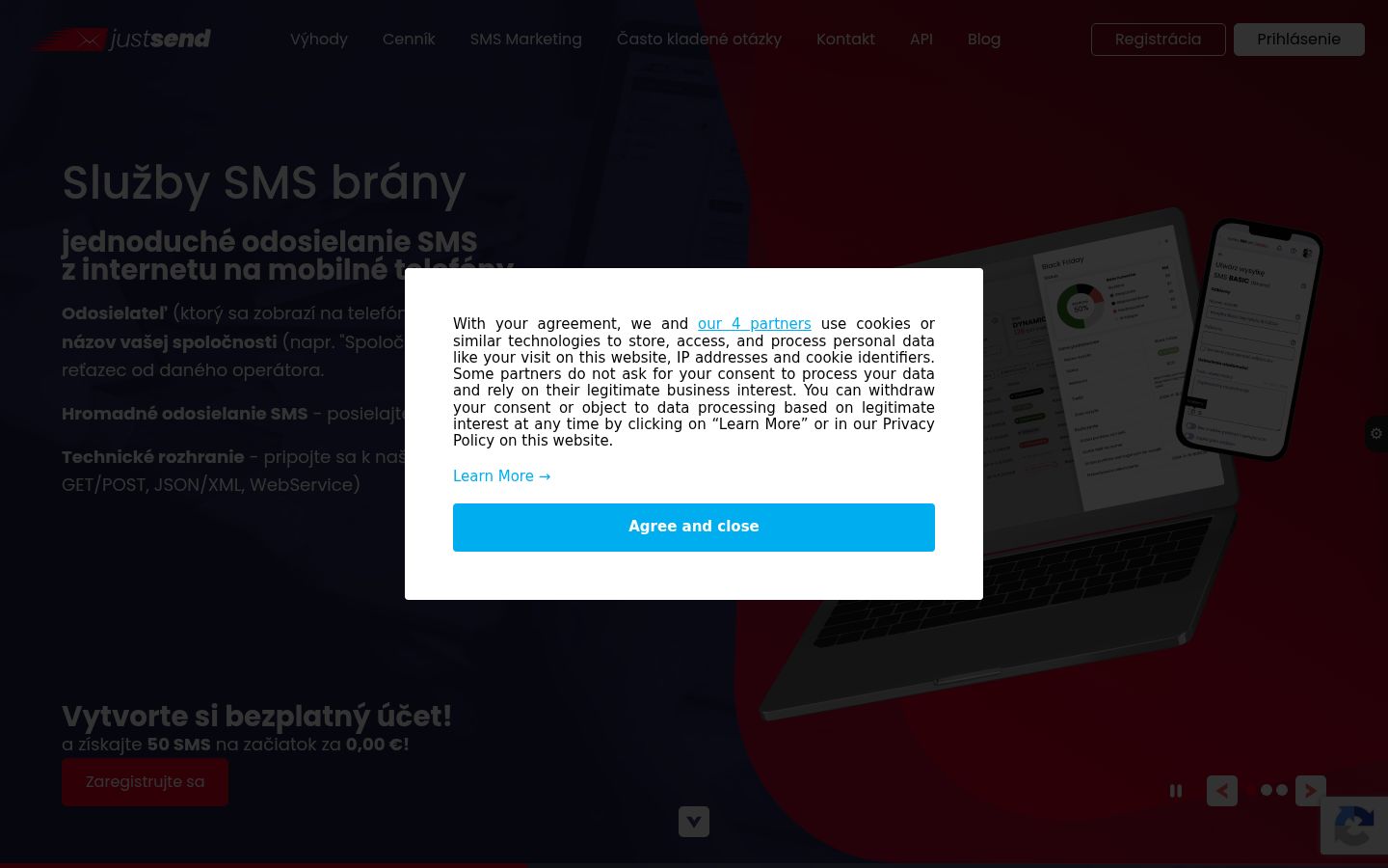 Screenshot of the consent banner shown before any interaction