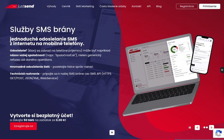 Screenshot of justsend.sk
