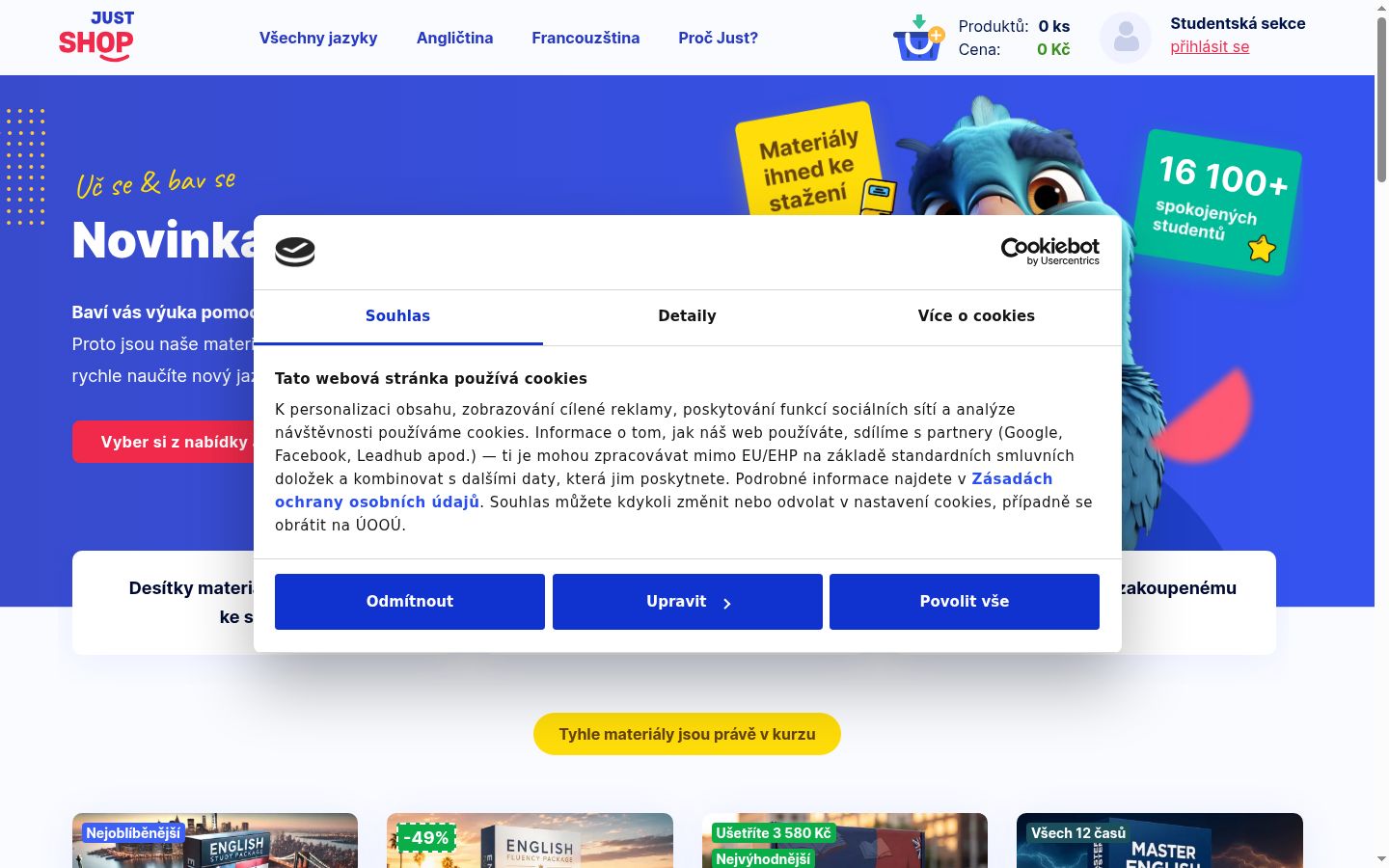 Screenshot des Einwilligungsbanners vor jeglicher Interaktion