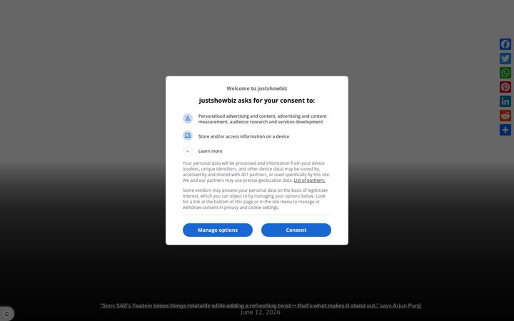 Screenshot of justshowbiz.net