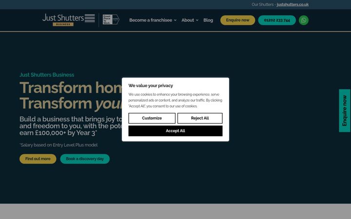Screenshot of justshuttersbusiness.co.uk