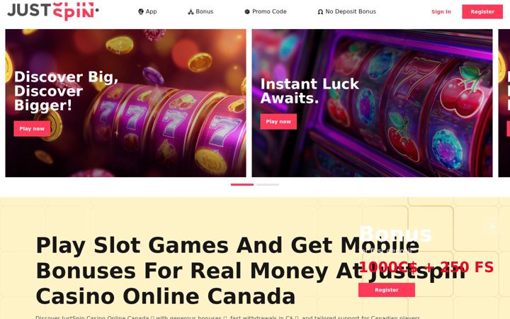 Screenshot of justspincasino.org