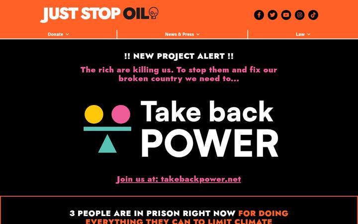 Screenshot of juststopoil.org
