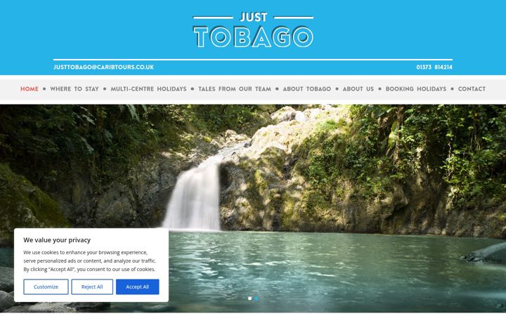 Screenshot of justtobago.co.uk