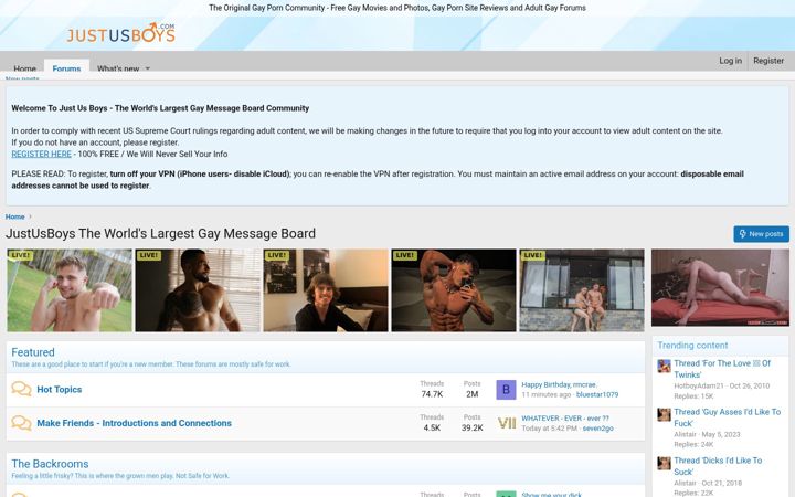 Screenshot of justusboys.com