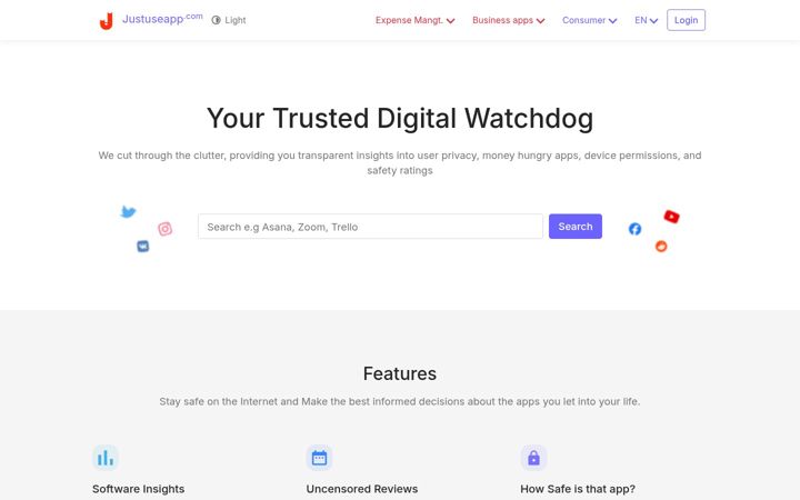 Screenshot of justuseapp.com