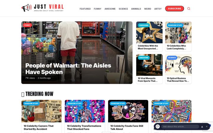 Screenshot of justviral.eu