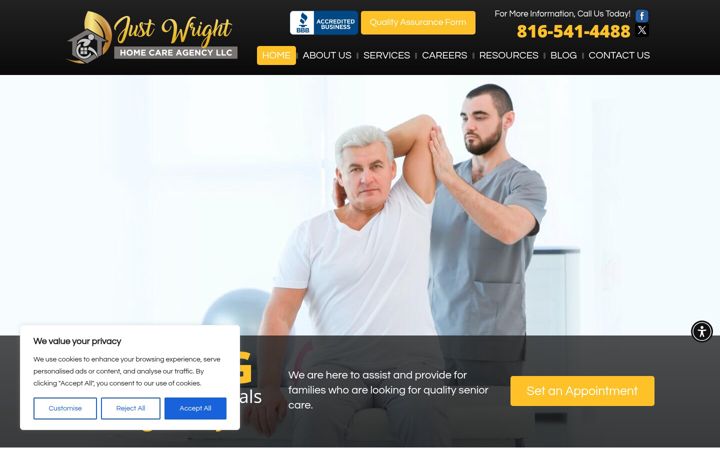 Screenshot of justwrighthomecareagency.com