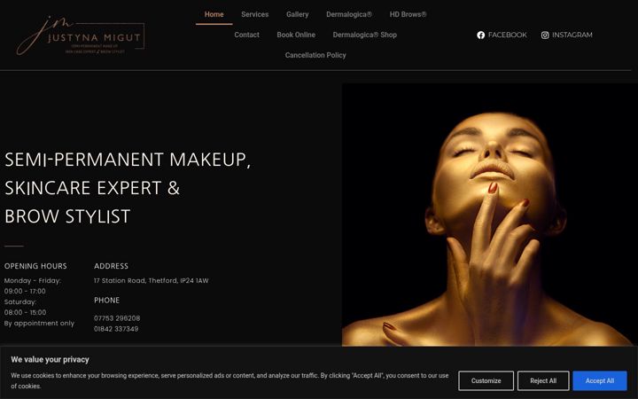 Screenshot of justynamigut.com