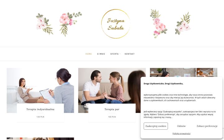 Screenshot of justynasabala.pl