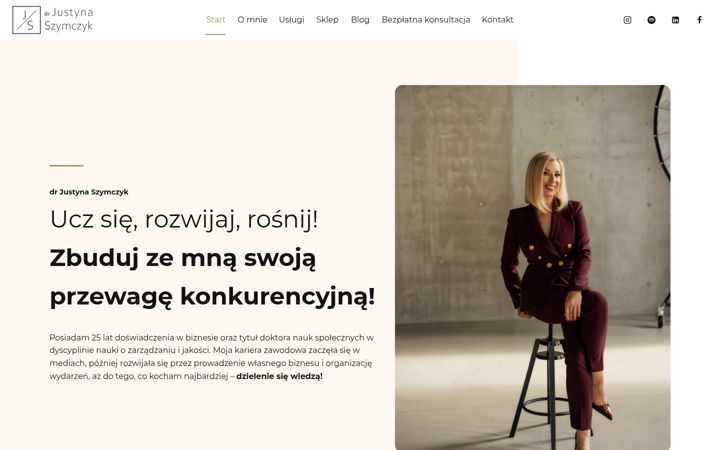 Screenshot of justynaszymczyk.com