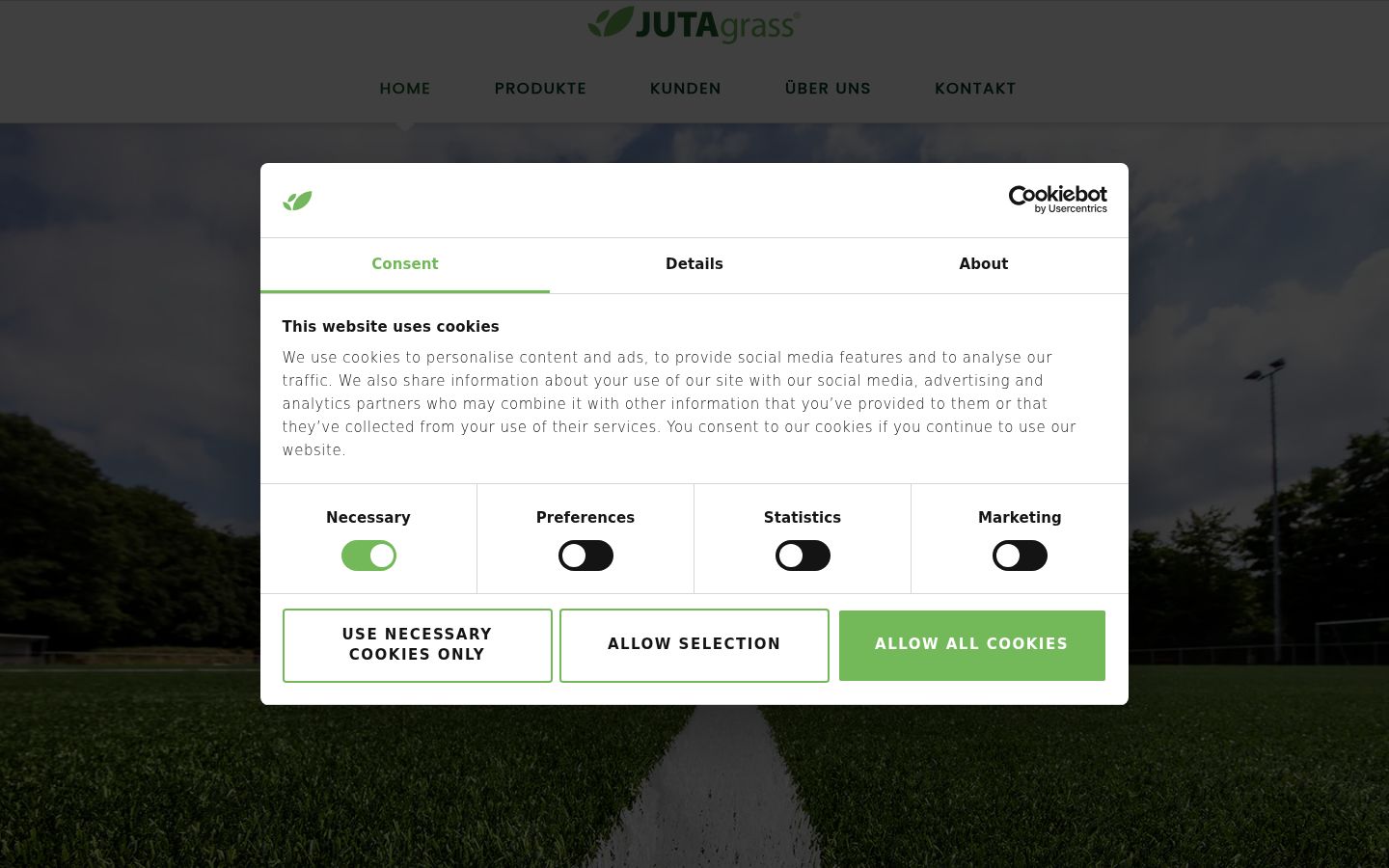 Screenshot del banner di consenso mostrato prima di qualsiasi interazione